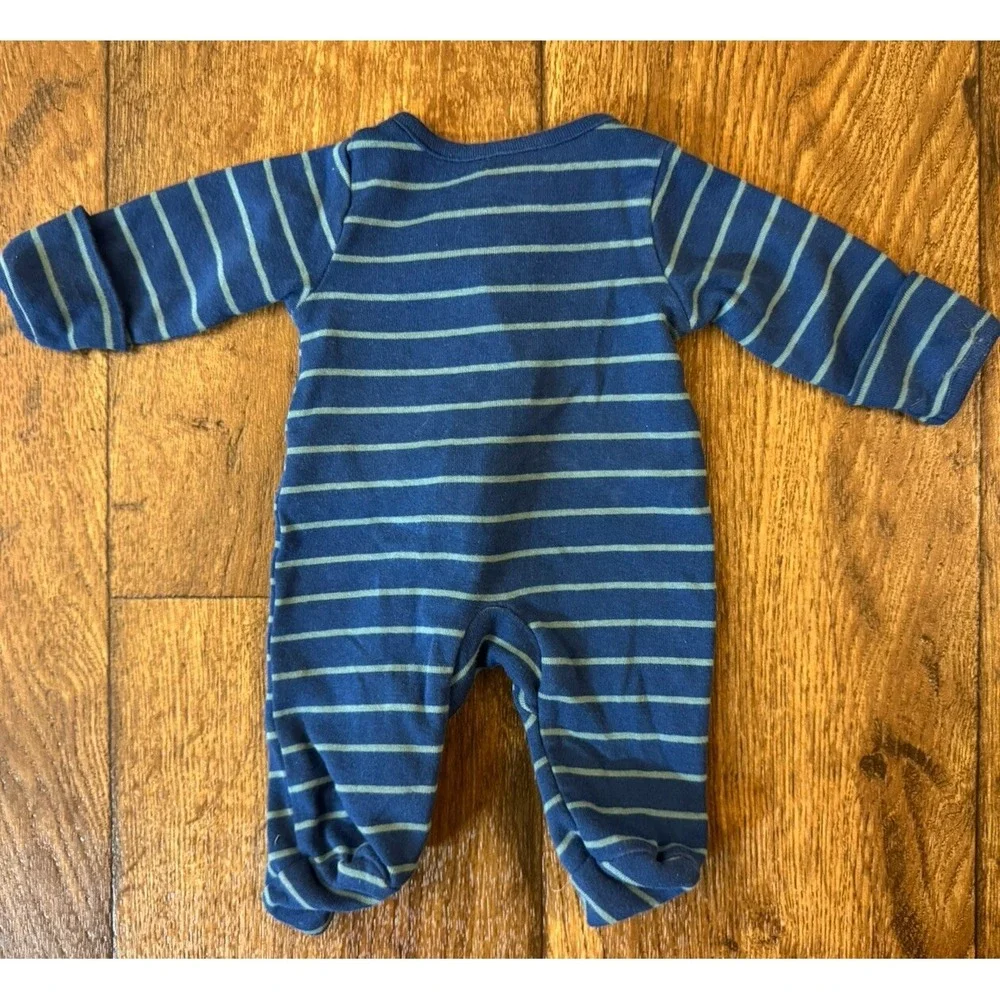 Carters Preemie Baby Boy Sleeper Striped Outfit Romper Blue Cotton Reborn Doll 3